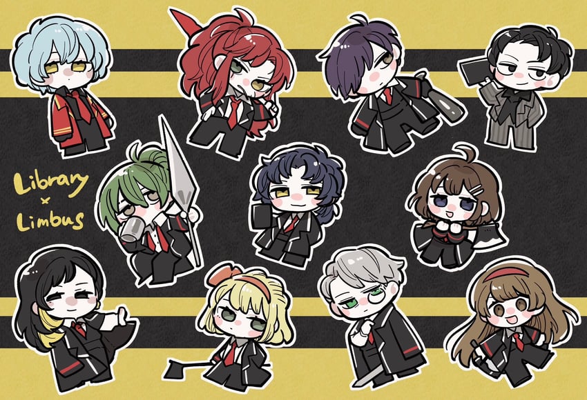 dante, angela, roland, netzach, binah, and 8 more (project moon and 2 more) drawn by kojocho05