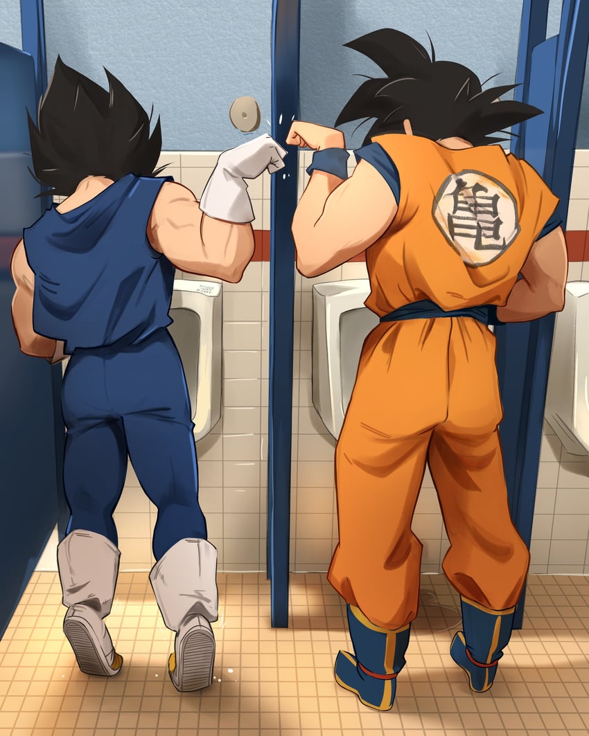 son goku and vegeta (dragon ball and 1 more) drawn by khyle.