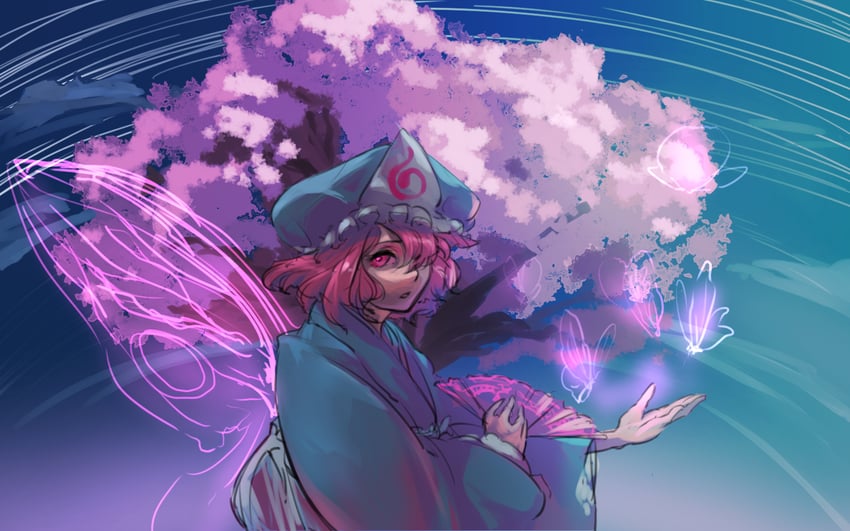 saigyouji yuyuko and saigyou ayakashi (touhou) drawn by kijima_(amayadori-tei)
