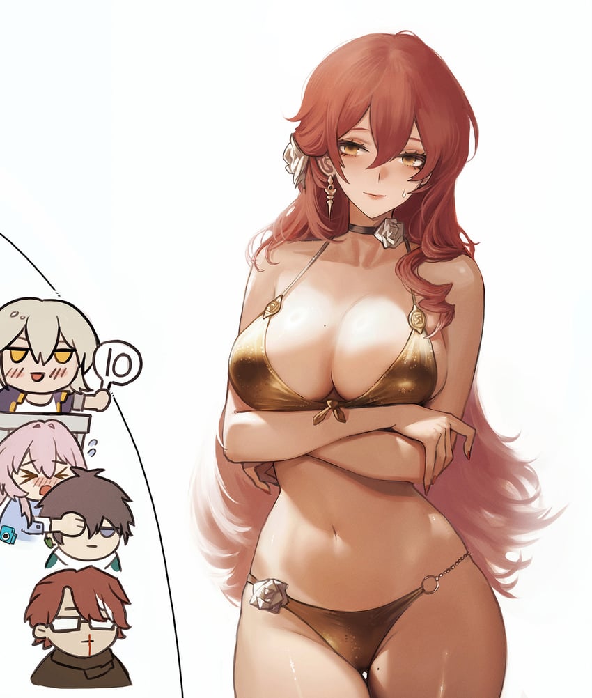 trailblazer, stelle, march 7th, dan heng, himeko, and 1 more (honkai and 1 more) drawn by tomatoketchup96