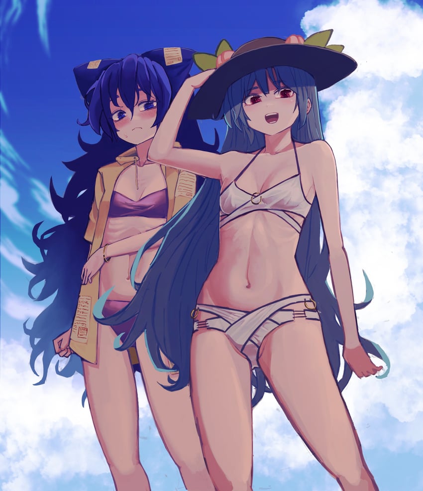 hinanawi tenshi and yorigami shion (touhou) drawn by kaden_(muxt8423)