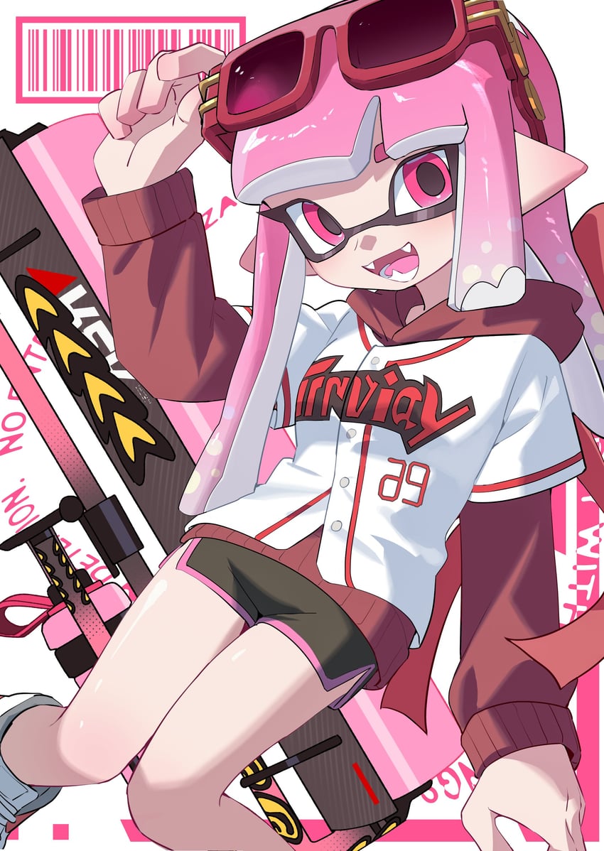 inkling player character and inkling girl (splatoon and 1 more) drawn by namazuoku