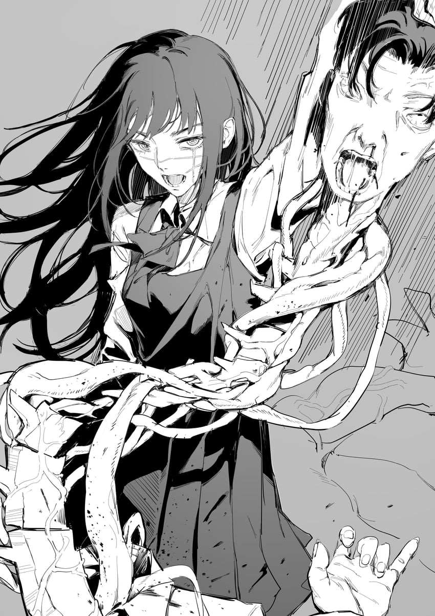 yoru and tanaka (chainsaw man) drawn by iyasu_shikaku