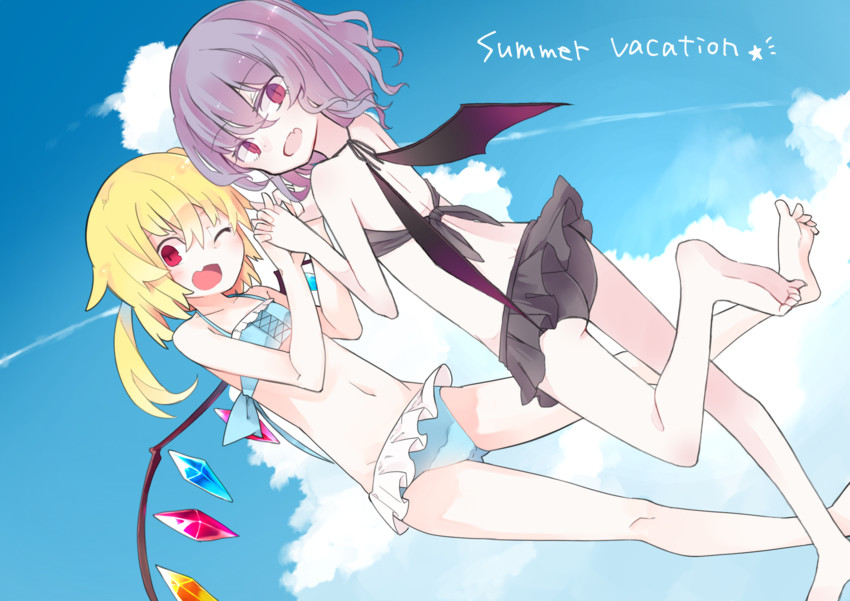 remilia scarlet and flandre scarlet (touhou) drawn by akimaki_yuu and nagi_(nagito)