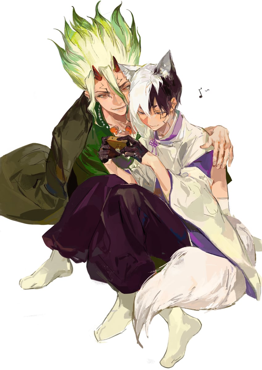 ishigami senkuu and asagiri gen (dr. stone) drawn by xiangrikui_helianthus