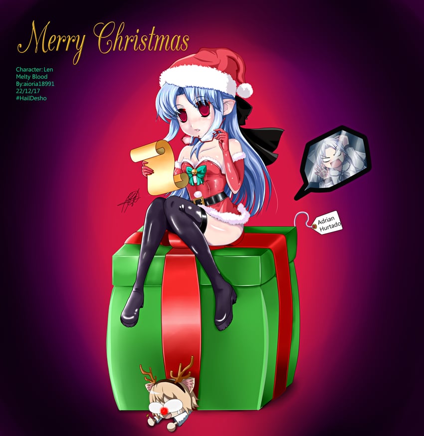 len, neco-arc, white len, and rudolph the red nosed reindeer (tsukihime and 1 more) drawn by aioria18991