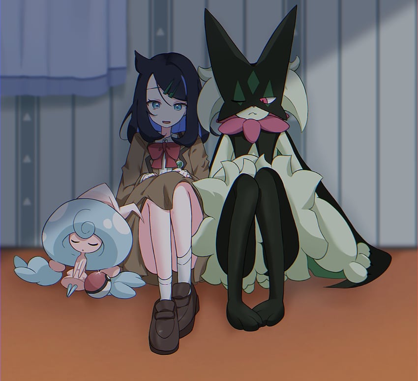 liko, meowscarada, and hattrem (pokemon and 1 more) drawn by seiun_(hoshigumo_72)