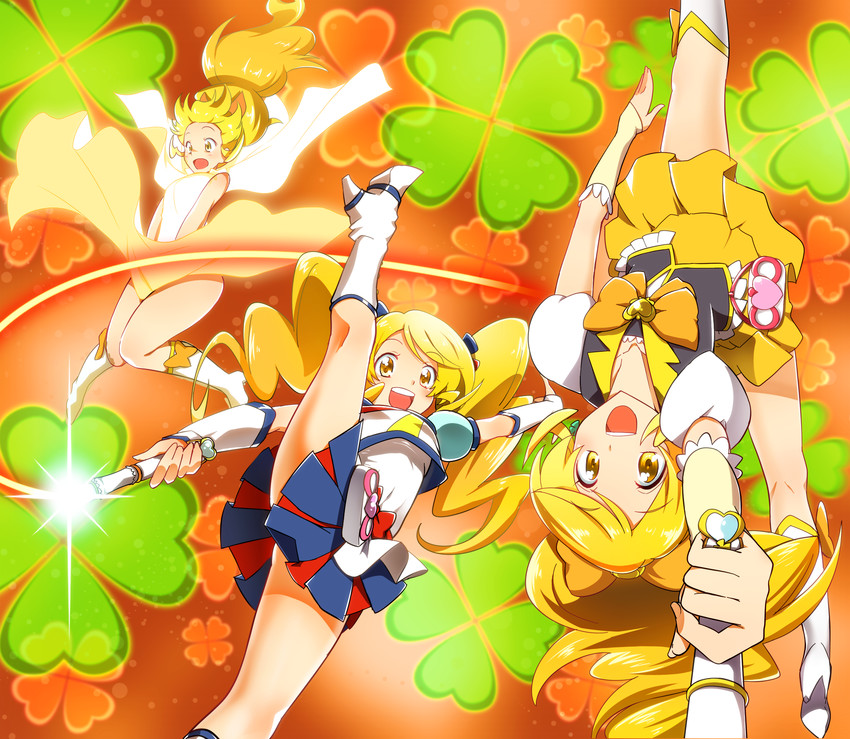 oomori yuuko and cure honey (precure and 1 more) drawn by yuto_(dialique)