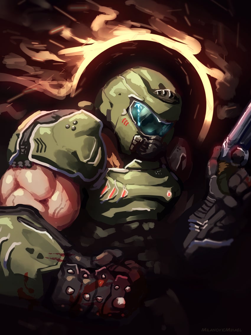 doomguy (doom and 1 more) drawn by mihael_milanovic