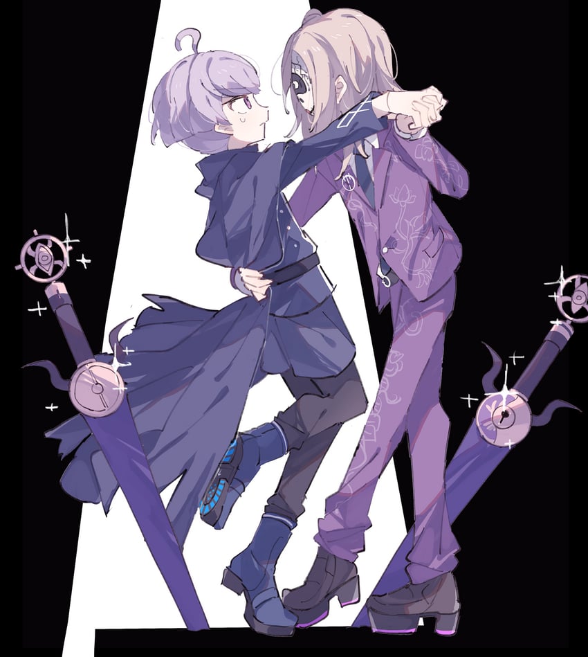 yuma kokohead and makoto kagutsuchi (master detective archives: rain code) drawn by hwr33m