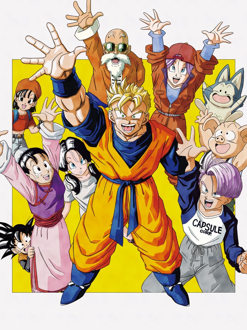 bulma, son gohan, chi-chi, trunks, pan, and 5 more (dragon ball and 2 more) drawn by susumu_(rei-h-0701)