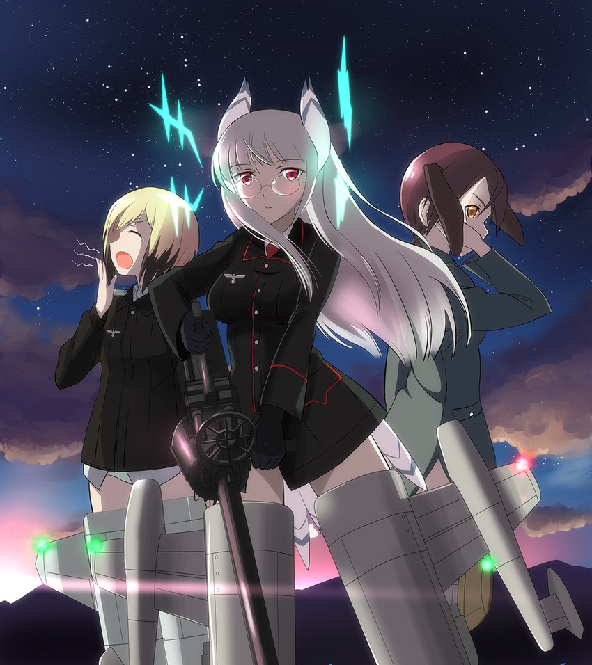 erica hartmann, gertrud barkhorn, and heidimarie w. schnaufer (world witches series and 1 more) drawn by kaneko_(novram58)