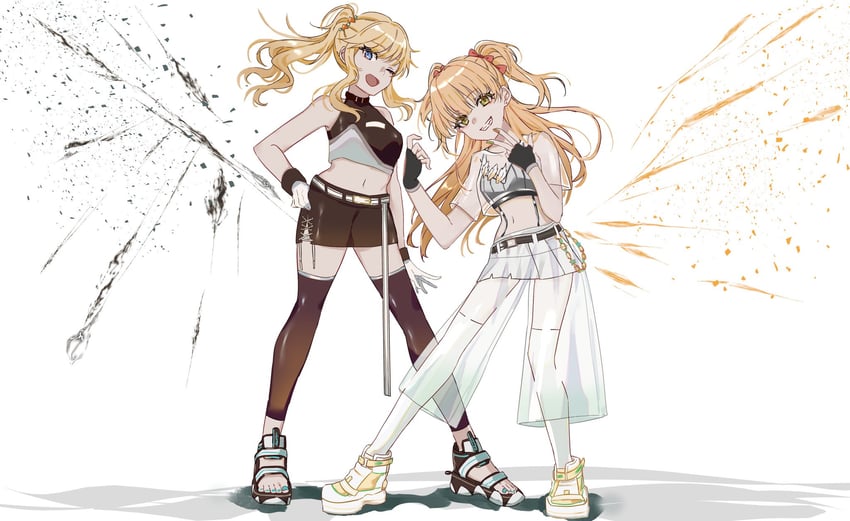 jougasaki rika and ohtsuki yui (idolmaster and 1 more) drawn by mek_number