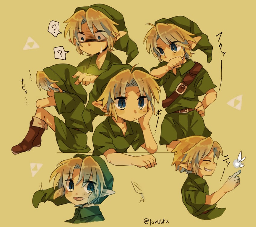 link, young link, and navi (the legend of zelda and 1 more) drawn by tokuura