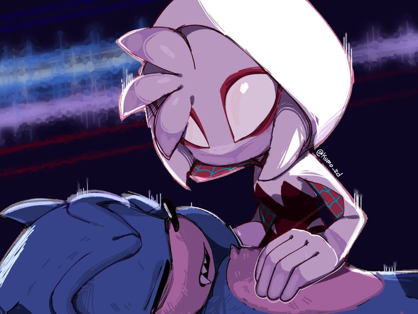 sonic the hedgehog, amy rose, spider-gwen, and sonic the werehog (marvel and 5 more) drawn by kumo_zd