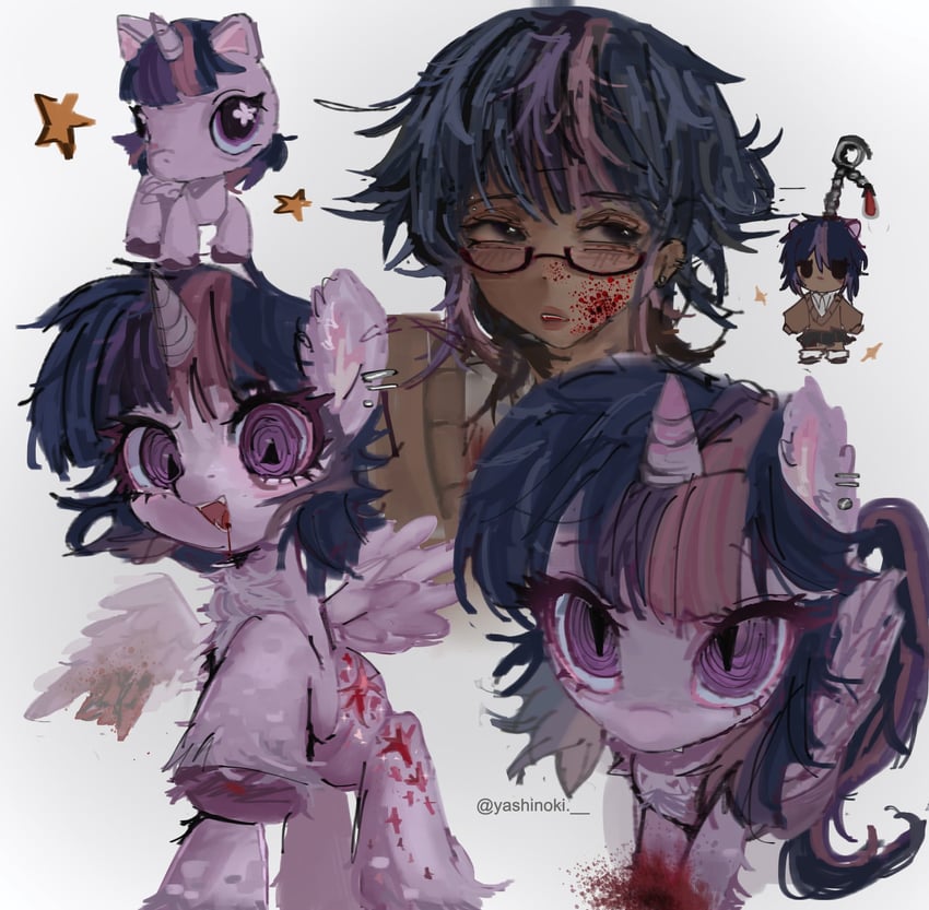 twilight sparkle (my little pony and 2 more) drawn by yashinokiii