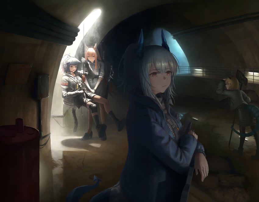 jessica, franka, liskarm, and vanilla (arknights) drawn by twckb