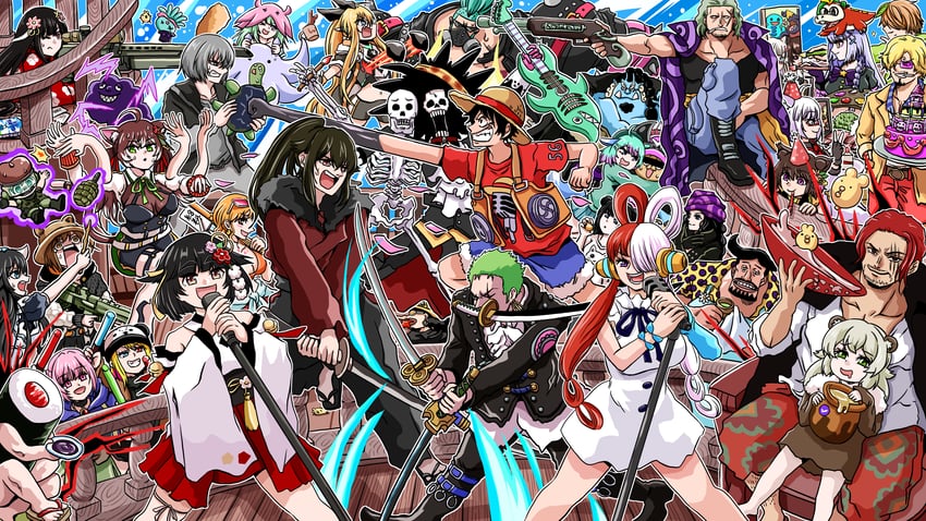 nami, monkey d. luffy, nico robin, roronoa zoro, sanji, and 13 more (pokemon and 3 more) drawn by tsuchiyamashige