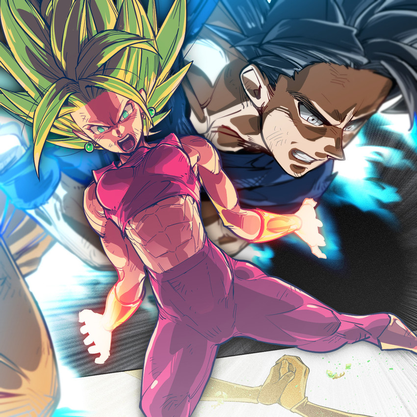 son goku and kefla (dragon ball and 1 more) drawn by supobi