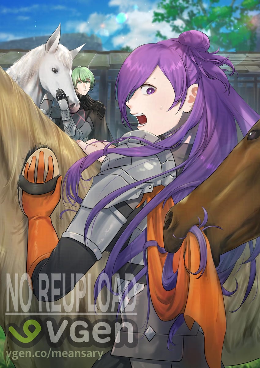 male byleth and female shez (fire emblem and 2 more) drawn by meansary