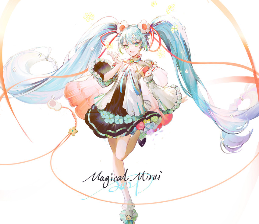 hatsune miku and magical mirai miku (vocaloid and 1 more) drawn by bai_qi-qsr