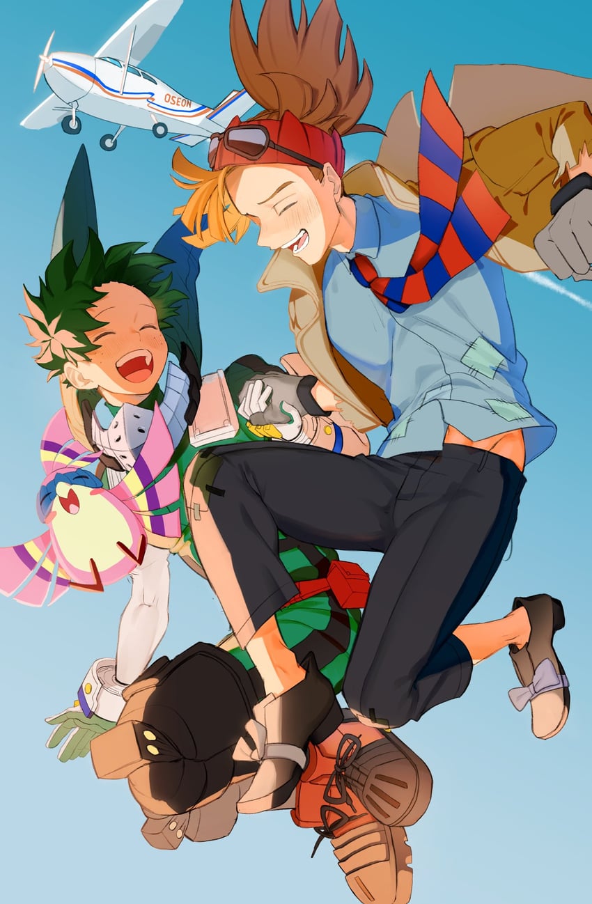 midoriya izuku, rody soul, and pino (boku no hero academia) drawn by goodbye_glory