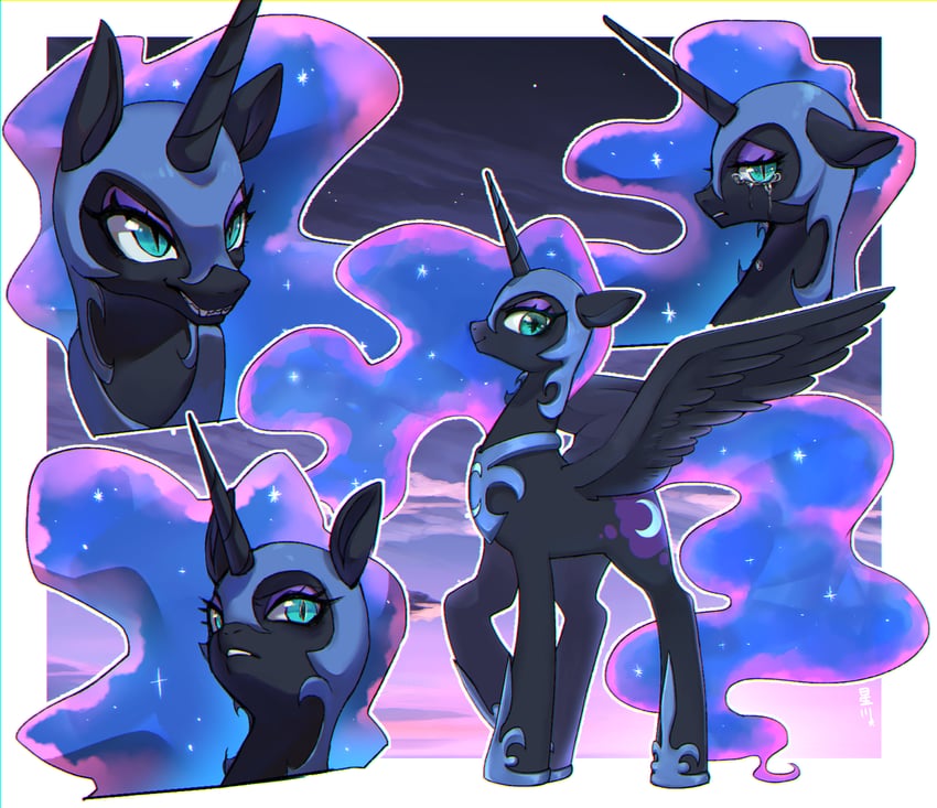 princess luna and nightmare moon (my little pony and 1 more) drawn by choco_hosikawa