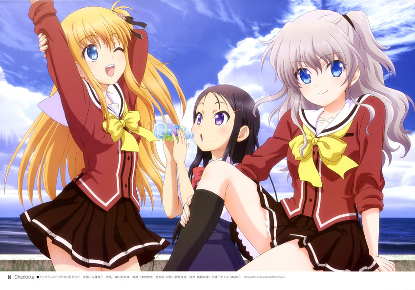 tomori nao, otosaka ayumi, and nishimori yusa (charlotte) drawn by satou_youko