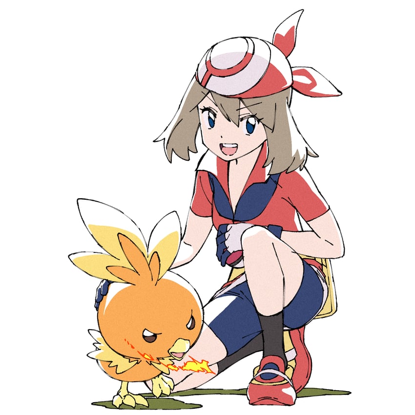 may and torchic (pokemon and 1 more) drawn by boko_(maniacpurple)