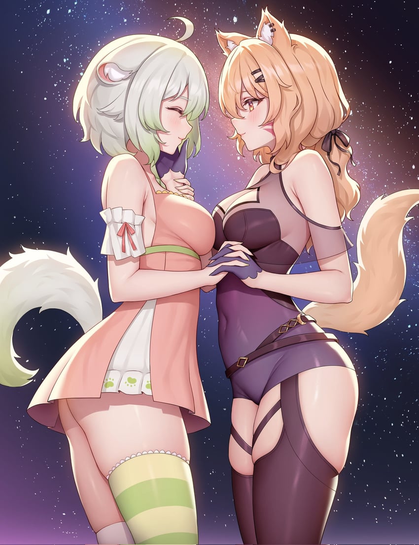 shyrei faolan and laimu (indie virtual youtuber and 1 more) drawn by secon