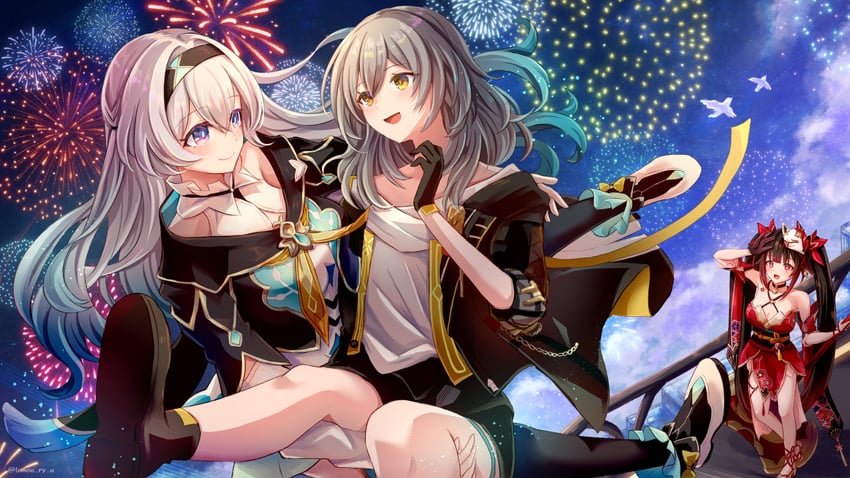 trailblazer, firefly, stelle, and sparkle (honkai and 1 more) drawn by tomoe_(pixiv_53856103)