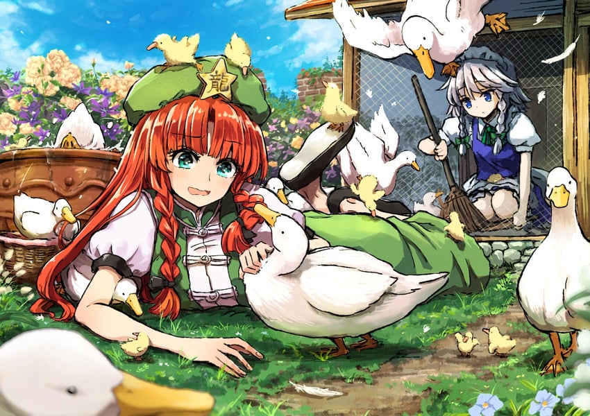 izayoi sakuya and hong meiling (touhou) drawn by mizumoto_tadashi