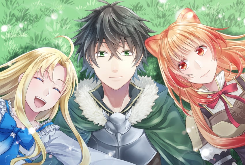 raphtalia, iwatani naofumi, and filo (tate no yuusha no nariagari) drawn by tomo930yukiba