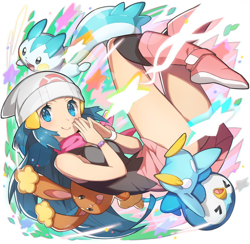 dawn, piplup, pachirisu, and buneary (pokemon) drawn by saitou_naoki