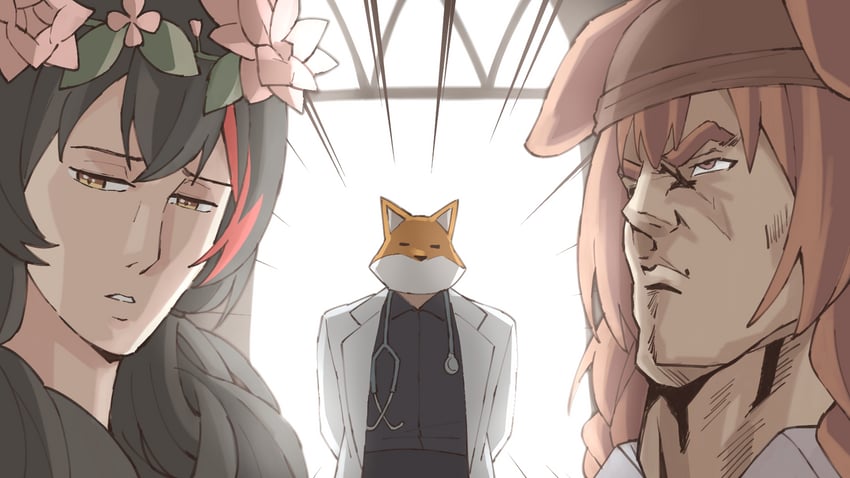 shirakami fubuki, ookami mio, and inugami korone (hololive and 2 more) drawn by kukie-nyan