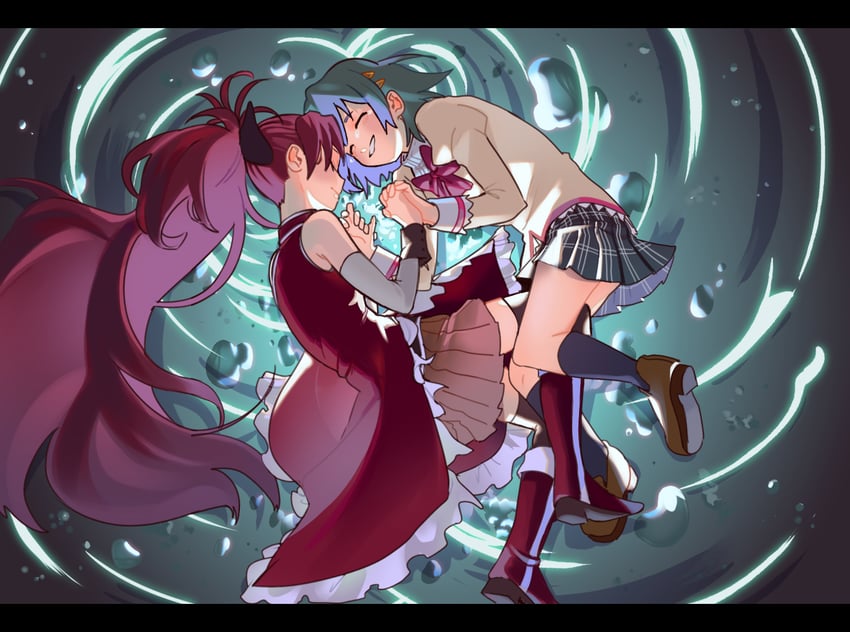 miki sayaka and sakura kyoko (mahou shoujo madoka magica) drawn by yooki_(winter_cakes)