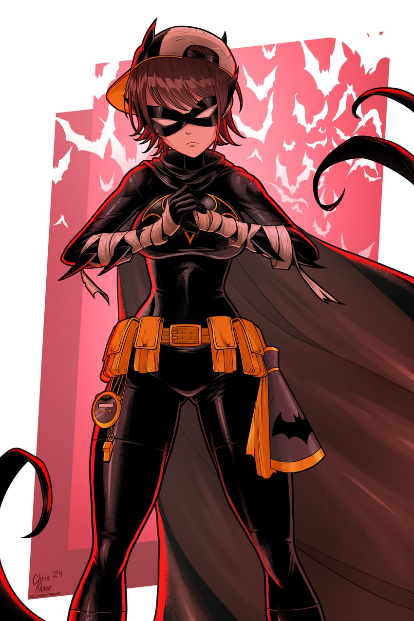 oozora subaru and black bat (hololive and 2 more) drawn by kluverdesigns
