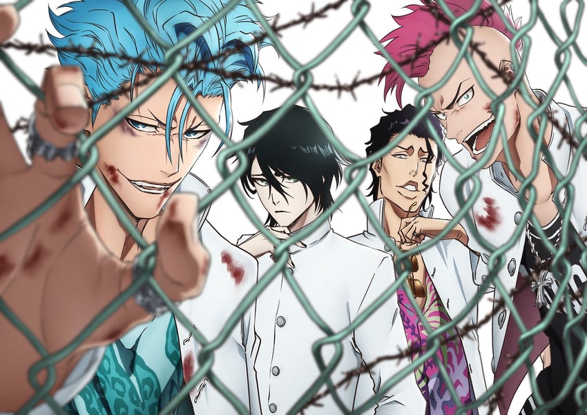 grimmjow jaegerjaquez, ulquiorra cifer, bazz-b, and askin nakk le vaar (bleach and 1 more)