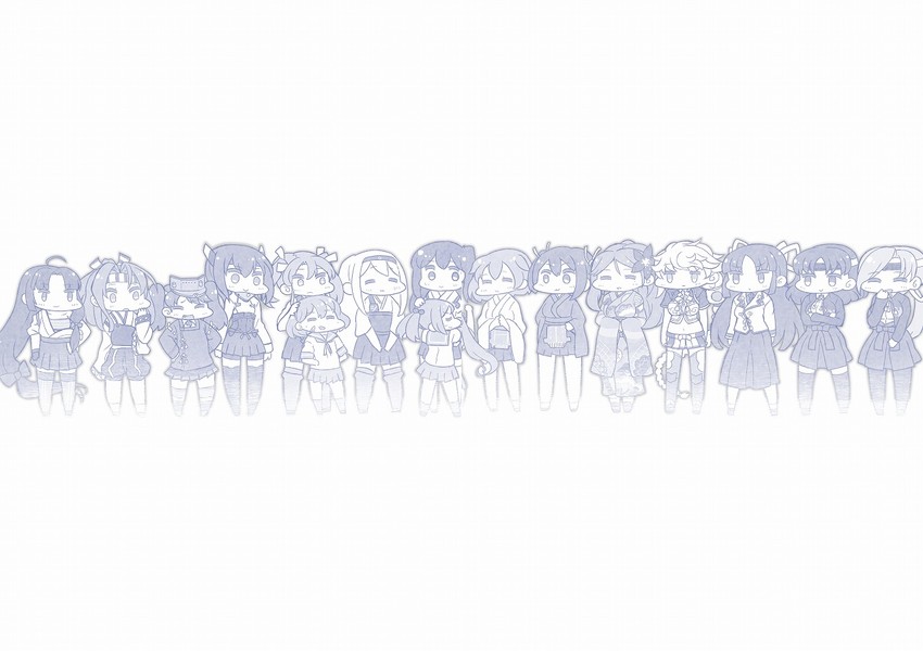 akagi, zuikaku, ryuujou, shoukaku, akebono, and 11 more (kantai collection) drawn by tanaka_kusao