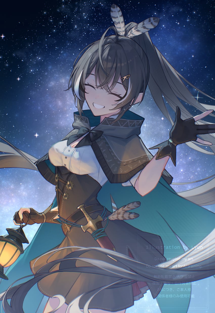 nanashi mumei (hololive and 1 more) drawn by xyunx