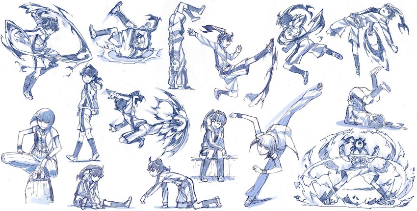 araragi karen and kagenui yozuru (monogatari and 2 more) drawn by sakino_shingetsu
