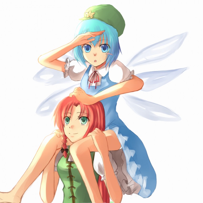 cirno and hong meiling (touhou) drawn by foro_(planet_cage)