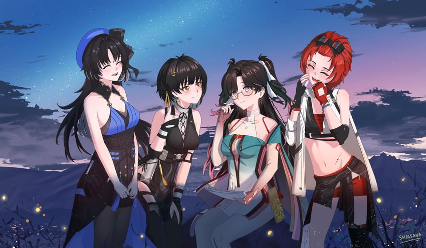 rover, female rover, yangyang, zhezhi, and chixia (wuthering waves) drawn by shiasaha