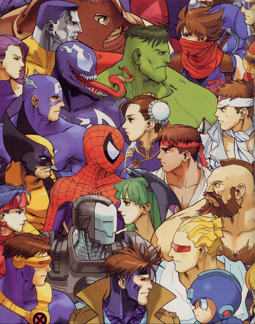 chun-li, morrigan aensland, ryu, roll, wolverine, and 19 more (street fighter and 10 more) drawn by bengus