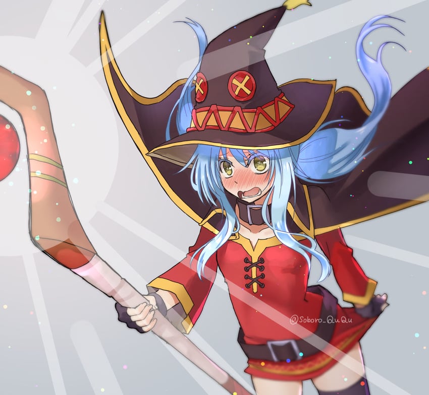 megumin and rimuru tempest (kono subarashii sekai ni shukufuku wo! and 1 more) drawn by soboro_ququ