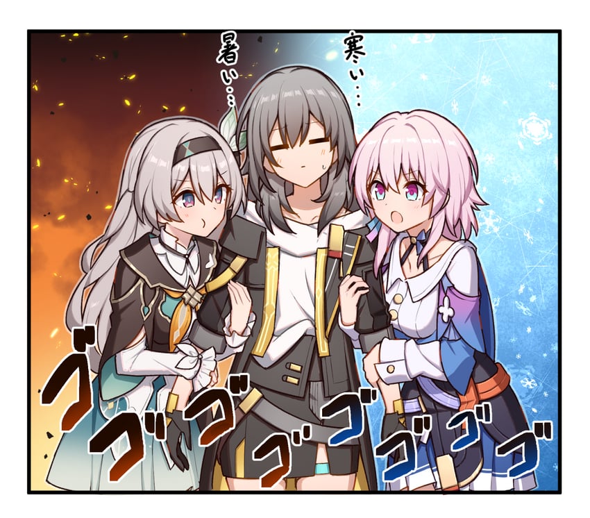 trailblazer, firefly, stelle, and march 7th (honkai and 1 more) drawn by t@ke-g