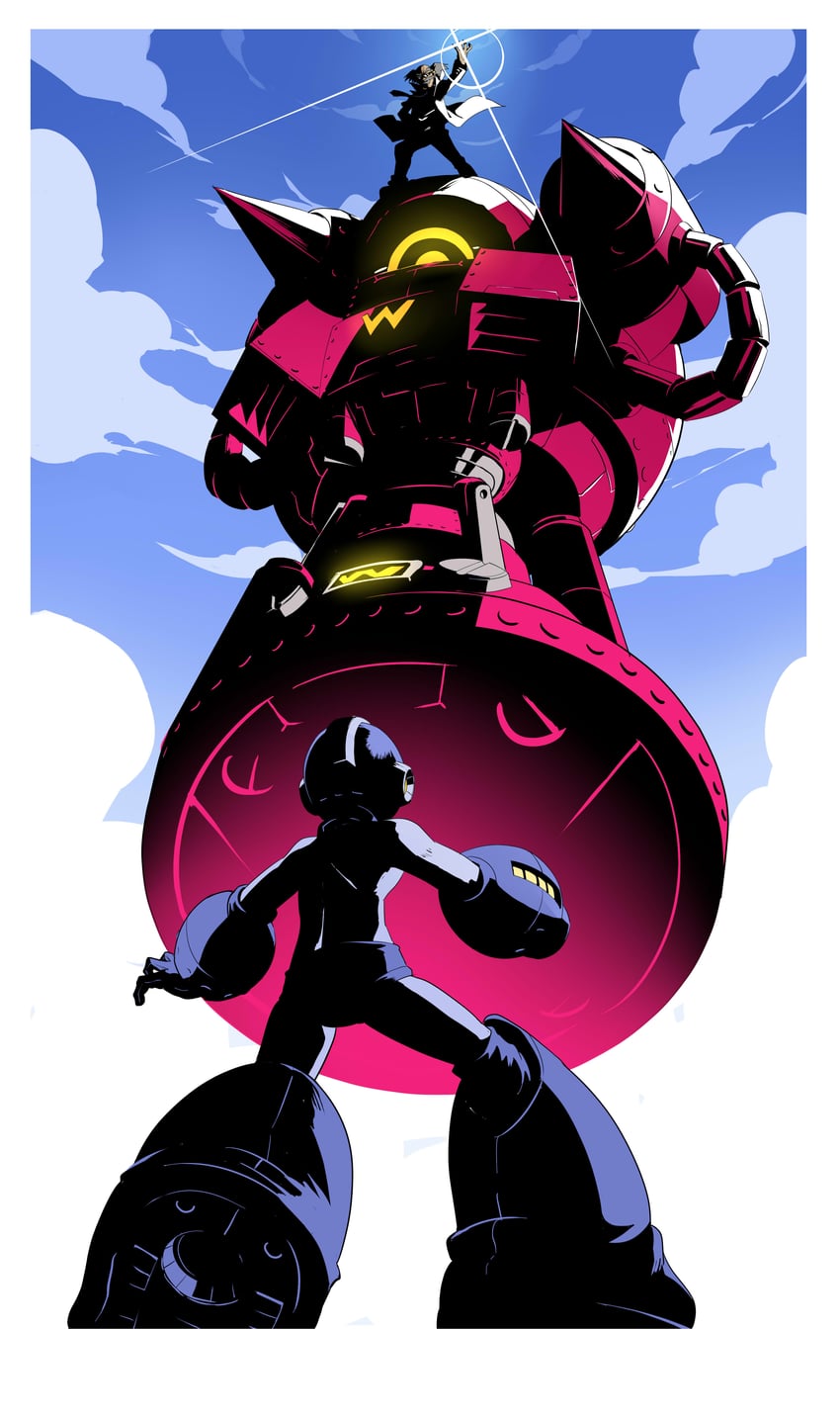 mega man and dr. wily (tengen toppa gurren lagann and 2 more) drawn by zelitto