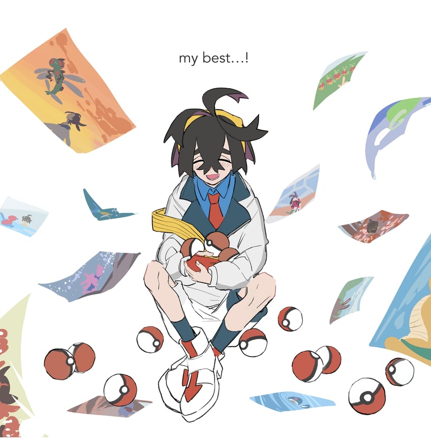 kieran, dragonite, incineroar, applin, sentret, and 8 more (pokemon and 1 more) drawn by amenonoco