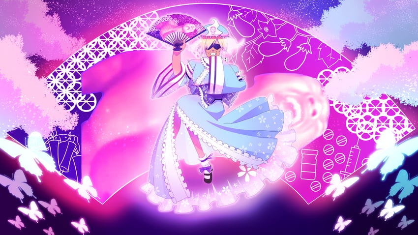 saigyouji yuyuko and takuya (touhou and 1 more) drawn by skemaid