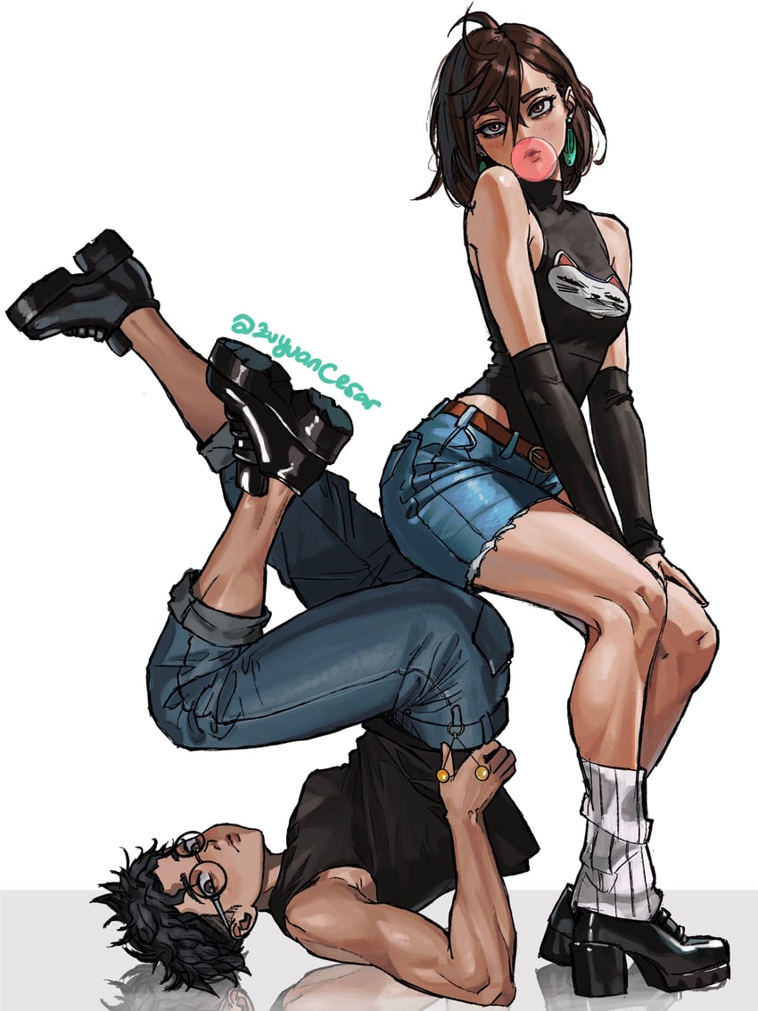 ayase momo and takakura ken (dandadan) drawn by zu_yuan_cesar